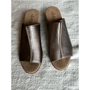 Clarks Women's Valarie Caddy Silver Slide Sandal Size 8 Casual Summer